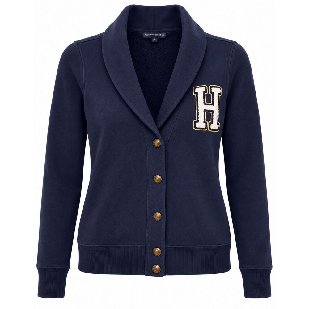 Tommy Hilfiger Navy Varsity Shawl Collar H Patch Jacket